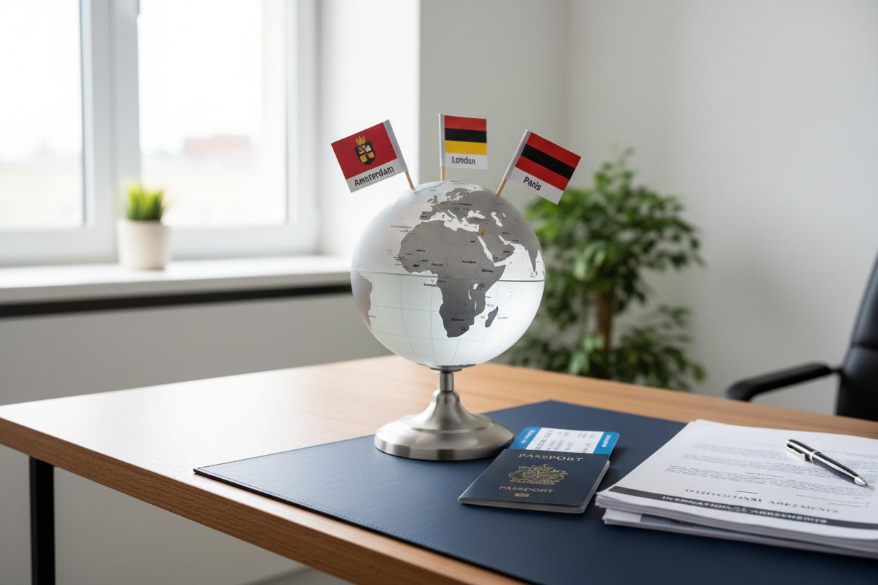 Internationale ondernemer met financiële documenten